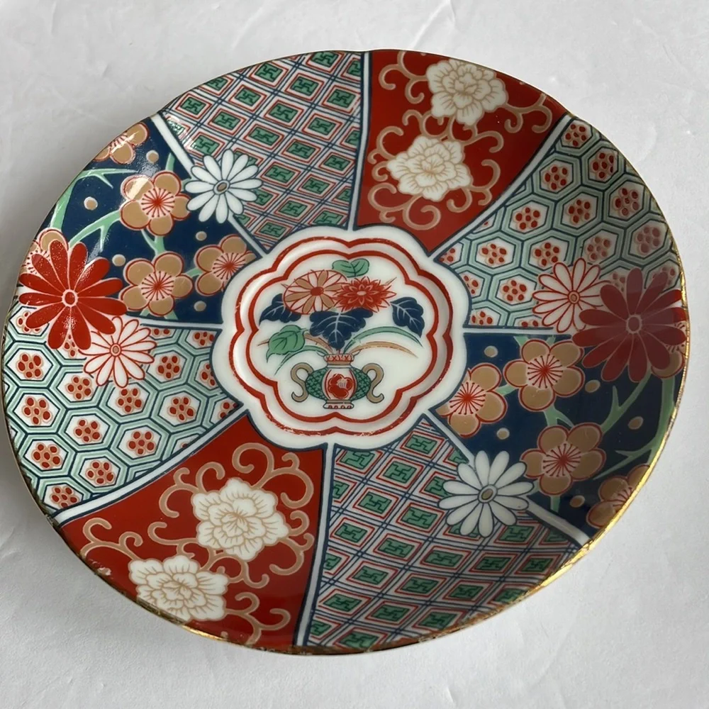 Arita Imari Fan 7 cups six saucers vintage
